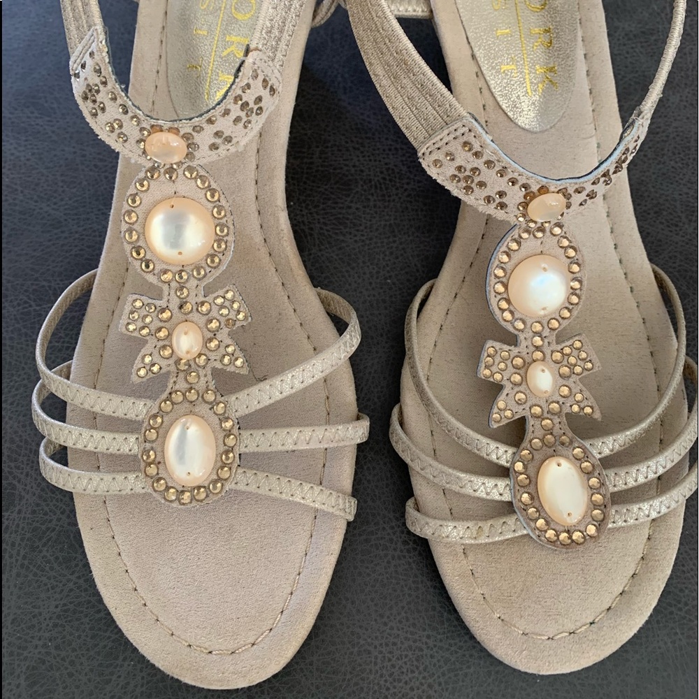 Rhinestone wedge sandals